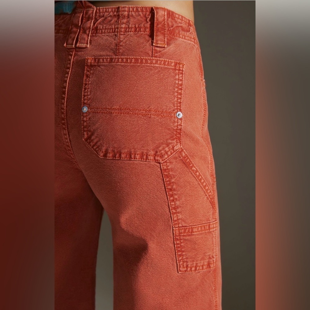 RARE Pilcro Carpenter Wide Leg Pants Orange NWT 26 - Picture 3 of 16